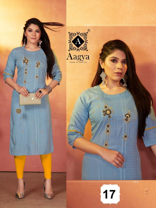 Aagya Kia Vol 2 Rayon Fancy Wear Designer Kurti Collection